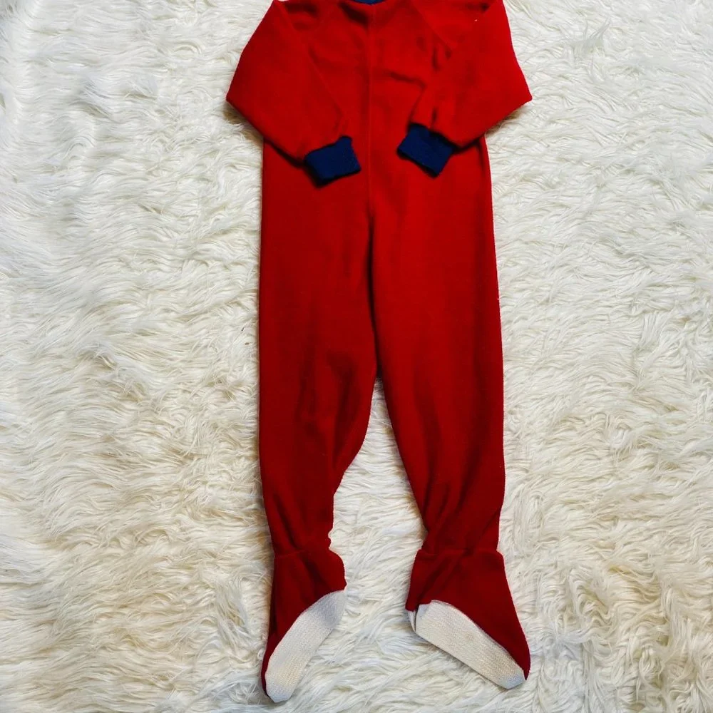 Lands' End Full Zip One Piece Suit Red Sleepwear Baby Size 4‎